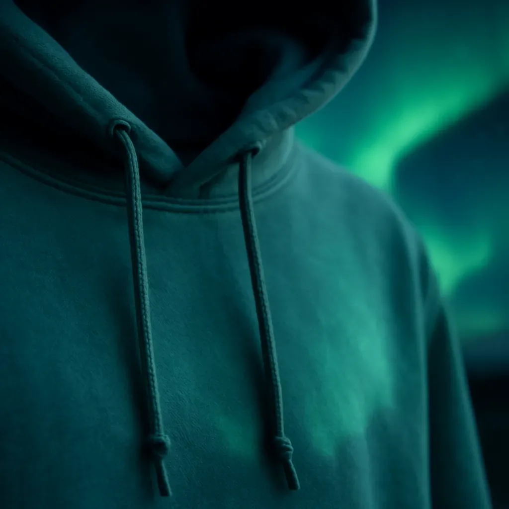 Torneträsk Teal hoodie in the Norrsken Drop 01 collection